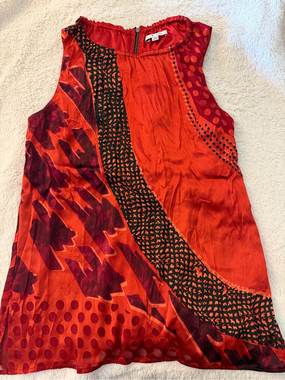EUC VINTAGE CAbi | Red Hot Tunic | Style 154 | Silk & Rayon | Size Large